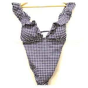 J. Crew |  NWT Puckered gingham one piece swim